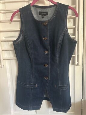 NWT Banana Republic Dark Blue Denim Button-Front Sleeveless Tunic Vest